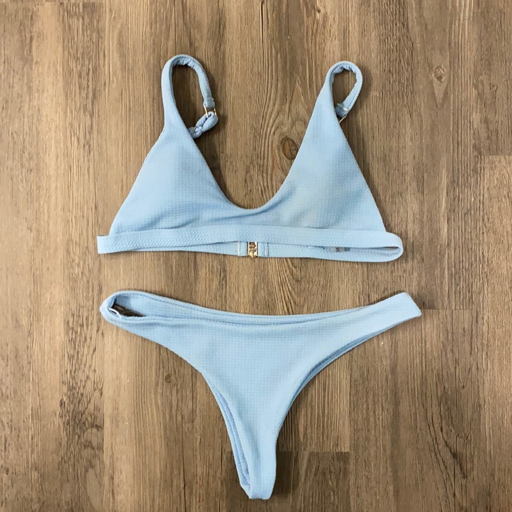 Zaful Dusty Blue Thong Bikini